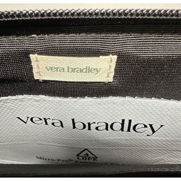 NWT Vera Bradley Large Tab Nylon Wallet Bubbly Flowers Black Pattern MSRP $95.00 - Picture 7 of 13